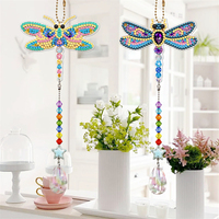 Meilleur vendeur bricolage libellule pendentif Double face diamant peinture porte-clés avec pendentifs arts et artisanat cadeaux sympas