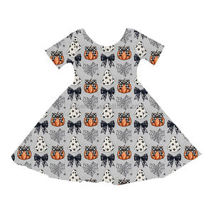 Vestido de bambú suave con estampado de lazos negros para niñas pequeñas Vestido de pijama bonito para niñas con patrón personalizado Suministro de fábrica - Product Image 5