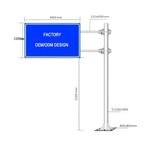 Señal de carretera de equipo personalizado de fábrica, señal de guía de carretera francesa de Malasia