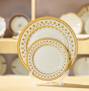 European Luxury Gold Rim <b>Bone</b> <b>China</b> <b>Dinner</b> <b>Set</b> Custom Logo Ceramic Tableware For Hotel Wedding Middle East Wholesale - Product Image 1