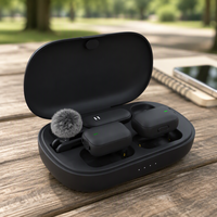Kit d'enregistrement extérieur sans fil avec microphone cravate longue portée, bonnette anti-vent et étui de transport