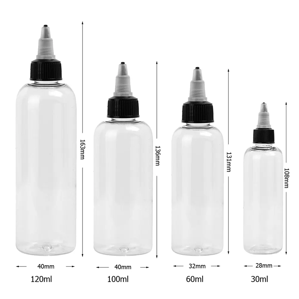 100 ml 120 ml 250 ml şeffaf plastik boş serum losyon aplikatör şişe saç yağı büküm üst 8oz