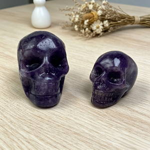 Crânes en Lépidolite Naturelle Sculptés en Gros pour Artisanat de Guérison, Ornements Feng Shui <span class=keywords><strong>et</strong></span> Décoration Intérieure - Product Image 6