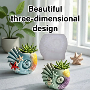 Coquille Pot De <span class=keywords><strong>Fleur</strong></span> Silicone Moule DIY Conque Bougie Pot Bijoux Boîte De Rangement Béton Résine Plâtre Moule Marine Shell Plateau De Rangement - Product Image 4