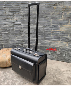 حقيبة سفر محمولة سوداء مقاس 18-19 بوصة بعجلتين/4 عجلات من الجلد الصناعي، حقيبة يد للسفر والأعمال وحقائب الطيارين - Product Image 5