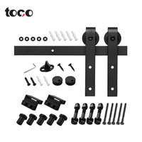 Toco Glas Helder Gehard Glas Zwarte Antieke Stijl Houten Buitenkant Hardware Heavy Duty Schuifdeuren Schuur Deur