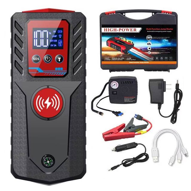 Emergency Jump Starter 12V Jumpstarter With Air Compressor 48000MAH Battery Power Booster Mobile Power Pack Battery Jump Starter