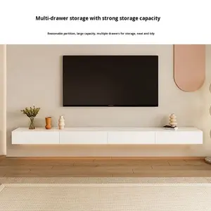 Meuble <span class=keywords><strong>TV</strong></span> mural élégant personnalisé Dareko, étagère flottante pour médias avec tiroirs à fermeture douce, rangement de luxe pour salon - Product Image 3