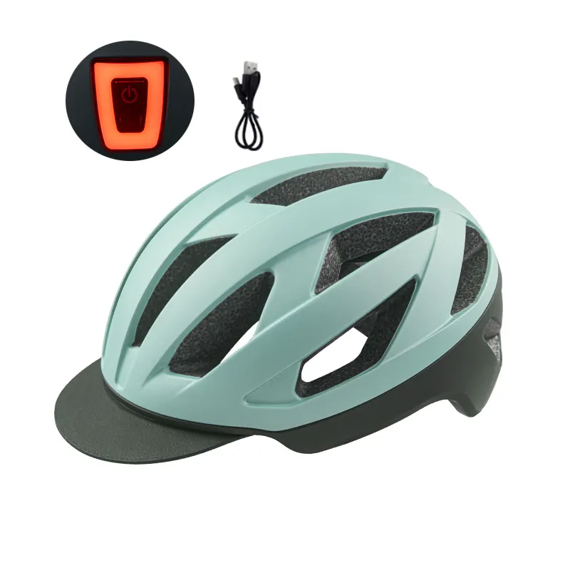 Özel Logo ile yeni tasarım yol bisiklet kaskı Usb şarj edilebilir Led lamba arka ışık yetişkin banliyö Scooter üzerinde erkekler kadınlar için Visor ile