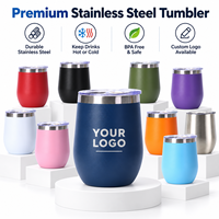 Tumbler Anggur Stainless Steel 12oz Berlapis Bubuk dengan Logo Kustom, Gelas Anggur Bentuk Telur, Cangkir Termal, Mug Kopi dengan Tutup