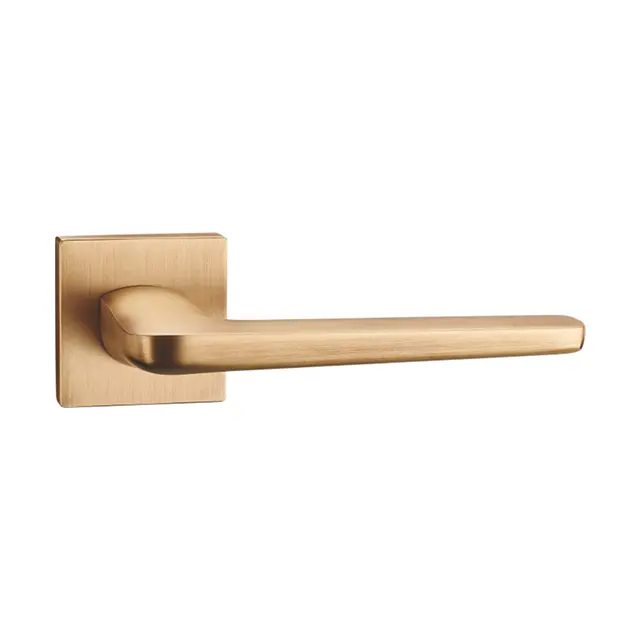 Factory price modern interior cheap black golden aluminum wood door levers handle type with lock used in hotel home and bedroom
