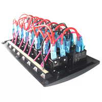 Interrupteur à bascule 8 gang Globaltone, panneau étanche, disjoncteur, indicateur LED rouge, 12V-24V DC 20A pour voiture, bateau, camping-car