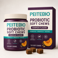 PEITEBIO Friandises à Mâcher Probiotiques pour Chiens avec Probiotiques, Prébiotiques et Enzymes, Saveur Citrouille, Soutien Digestif, 120 Unités