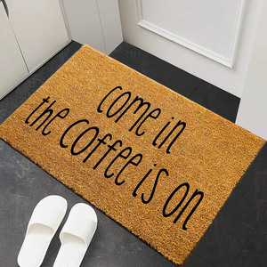 40*60cm Paillasson personnalisé en fibre de coco Paillasson avant en fibre de coco avec mot Come in the Coffee Is on Brown Paillasson imprimé logo personnalisé - Product Image 1