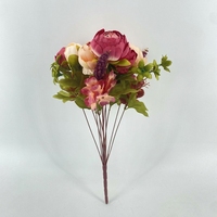 13-Zweige Seiden-Pfingstrosen Künstlicher Blumenstrauß mit Wickelkern Hochwertige Blumenarrangements für Hochzeit, Zuhause und Esstisch-Dekoration