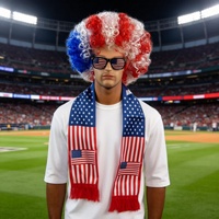 Perruque afro tissée drapeau américain USA-Canada sans permanente ni teinture, avec bandeau et accessoires pour le Jour de l'Indépendance du Mexique, toutes saisons