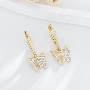 2025 nouvelle haute qualité usine en gros mode 14k laiton plaqué or Zircon pendentif papillon boucles d'oreilles femmes bijoux - Product Image 2