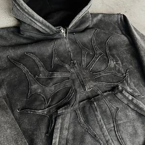 Fabricante Personalizado de Ropa Urbana, 330 g/m², Corte Holgado, Parches Bordados, Acabado Lavado al Ácido, Cierre de Cremallera, 100% Algodón de Alto Gramaje - Product Image 3