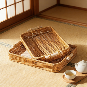 <span class=keywords><strong>Cesta</strong></span> Hexagonal Moderna de Mimbre PP con Asas, Bandeja para Pan, Café y <span class=keywords><strong>Desayuno</strong></span>, Bandeja de Servicio para Restaurante, Decoración del Hogar, Almacenamiento de Cocina - Product Image 3