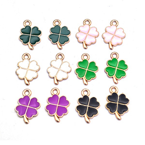 Colgantes de Trébol de Aleación de Zinc en Verde, Blanco, Rosa, Amarillo, Negro y Violeta, Joyería Unisex, Colgantes DIY, Llaveros, Accesorios para Teléfonos Móviles - Product Image 3