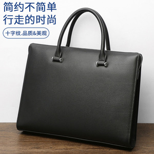 Maletín de Cuero Genuino para Hombre, Color Sólido, para Viajes de Negocios, Porta Laptop, Gran Capacidad, Portadocumentos - Product Image 1