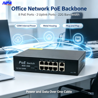 Switch PoE Gigabit Métallique 8 Ports PoE + 2 Ports Uplink 120W Alimentation Interne Capacité 22G Alimentation 1236 pour Réseau de Bureau et Point d'Accès