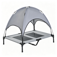 Lit surélevé pour chien de 110 lb avec auvent, lit de camp extérieur pour animaux de compagnie, maille respirante rafraîchissante pour grands chiens et chats, voyage, camping, plage