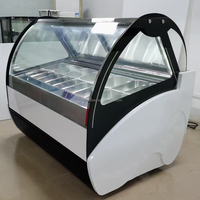 Nouveau modèle de réfrigérateur à crème glacée commercial congélateur 12 saveurs verre incurvé ventilateur à température unique refroidissement affichage numérique