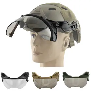 高品質安全メガネ目の保護作業保護メガネ暴動ヘルメット付き高硬度ゴーグル