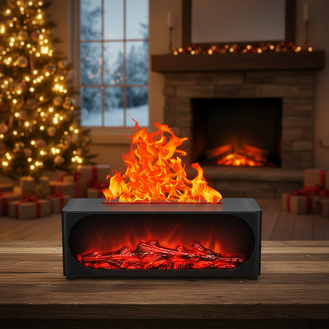 Simulated Bonfire Flame Diffuser Colorful Night Light Essential Oil Fireplace Diffuser Speaker for Home Creative Gift Speakers
