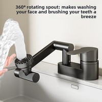 Robinet de lavabo double trou pour salle de bain, eau froide et chaude, double fonction, moderne et minimaliste, avec valve en céramique