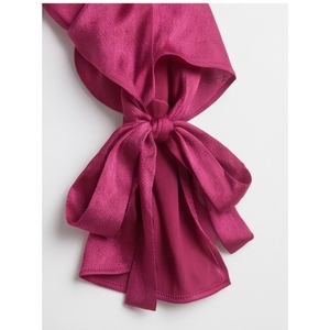 Chemisier rose en mousseline pour femme, style bureau, avec manches ballon unies, col rond, coupe ample, décontracté, orné de perles - Product Image 5
