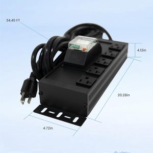 Regleta de alimentación Icegalax para montaje en rack, 5 tomas, 15A, con protección contra sobretensiones, cable de 34 pies, color negro - Product Image 3