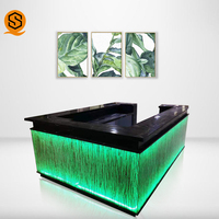 Comptoir de bar lumineux LED moderne en surface solide acrylique pour discothèque, restaurant, hôtel
