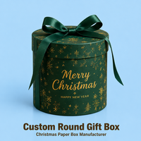 Boîte Cadeau Ronde Décorative pour Gâteaux, Desserts, Biscuits, Muffins et Scones – Emballage en Papier Coloré pour Noël