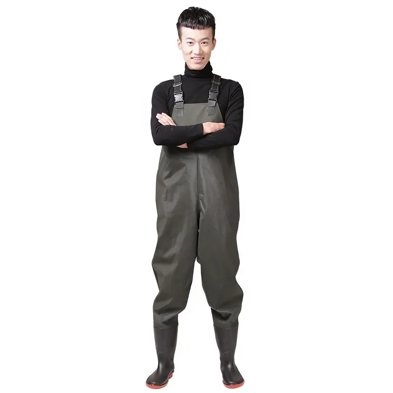Good Quality Waterproof Fishing Hunting Pvc Chest Wader With Pvc Shoes For Man