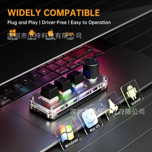 2.4G + 3-Mode Customizable 3-<b>Key</b> Blvetooth Keyboard, Macro Knob, Copy & Paste Shortcuts, Gaming Mini Device L734 - Product Image 2