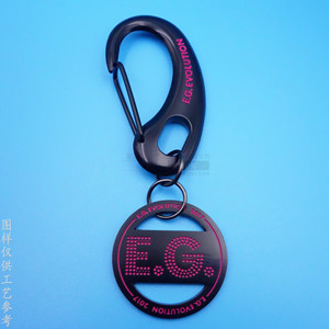 Porte-clés vintage vieilli en alliage de zinc, avec grand crochet de randonnée en forme d'oreille, étiquette à logo à motifs, personnalisable - Product Image 4