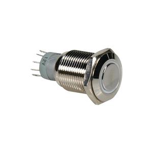 Onpow ROUND METAL PUSH <b>BUTTON</b> SPDT 1NO 1NC - <b>WHITE</b> RING - Product Image 1