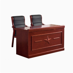 Table de conférence Shuang Mei 180*60cm en placage de bois massif, peinture rouge, bureau de réunion, banc de juge - Product Image 4