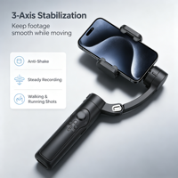 Aurorarun Stabilisateur de cardan léger 3-en-1 pour téléphone avec fonction Follow Focus et suivi automatique intelligent pour sports de plein air et vlogs