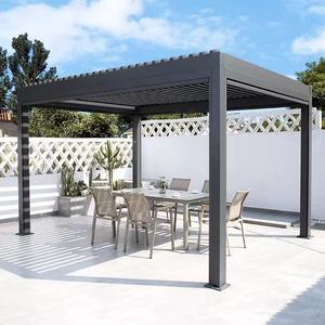 Gazebo de Aleación de Aluminio para Exteriores con Techo de Láminas Ajustables para Jardín, <span class=keywords><strong>Patio</strong></span> o Terraza - Product Image 5