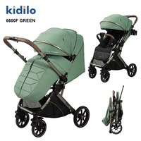Poussette bébé pliable légère Kidilo 6600F avec cadre en alliage d'aluminium, roues 3D en PU et poignée réglable