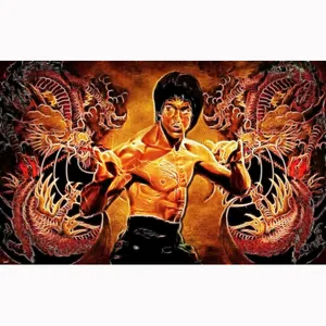 High End Korte Pluis Canvas Diamond Painting Portret Bruce Lee Chinese Kungfu 5d Diamant Borduurwerk Schilderijen Voor Woonkamer