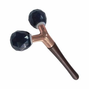 Outil de soin de la peau du visage en obsidienne noire avec logo personnalisé, rouleau de beauté en pierre de jade, rouleau de massage facial 3D - Product Image 1