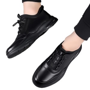 Chaussures décontractées en cuir pour hommes, bout rond, à lacets, semelle extérieure en caoutchouc, amorties, style bateau, mode automne - Product Image 5