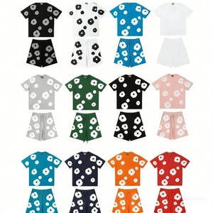 Camisetas y Pantalones Cortos de Marca de Diseñador Estadounidense, Ropa Urbana para <span class=keywords><strong>Hombre</strong></span>, 100% Algodón, Conjunto de 2 Piezas con Estampado de Corona, Transpirable para Verano - Product Image 2