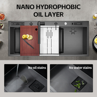 CE Farmhouse Nano Évier sous plan fait main Évier de cuisine multifonction Évier de cuisine intelligent en acier inoxydable 304