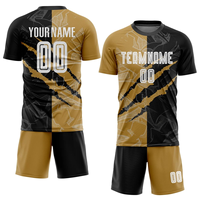 Jersey Sepak Bola Bordir Logo Berkualitas Tinggi Desain Kerah Bulat Patchwork Kustom
