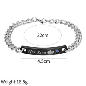Bracelet de <span class=keywords><strong>couple</strong></span> en acier inoxydable plaqué or avec strass en cristal exquis, pour elle et pour lui, <span class=keywords><strong>cadeau</strong></span> de la Saint-Valentin - Product Image 6